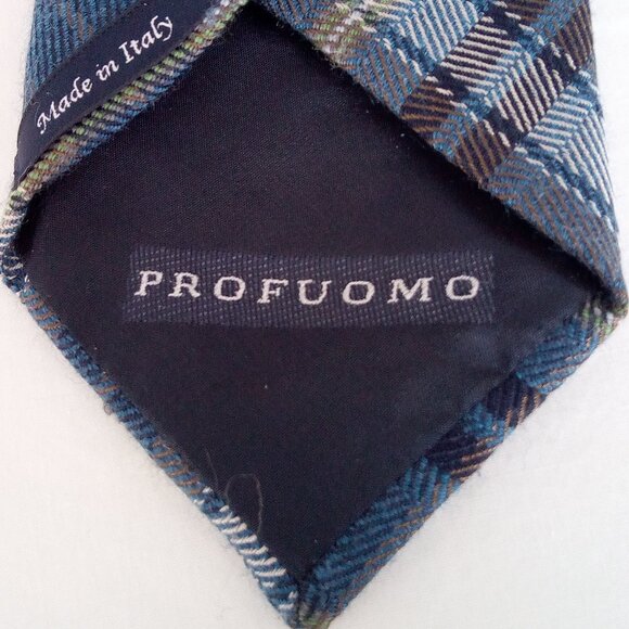 PROFUOMO ITALY "ORIGINALE" TIE * 50/50 Silk/Wool * Plaid 60"L 2.75"W - Picture 2 of 5